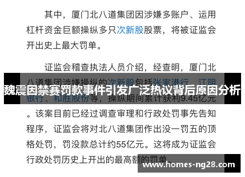 魏震因禁赛罚款事件引发广泛热议背后原因分析