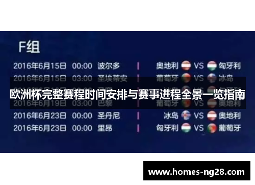欧洲杯完整赛程时间安排与赛事进程全景一览指南