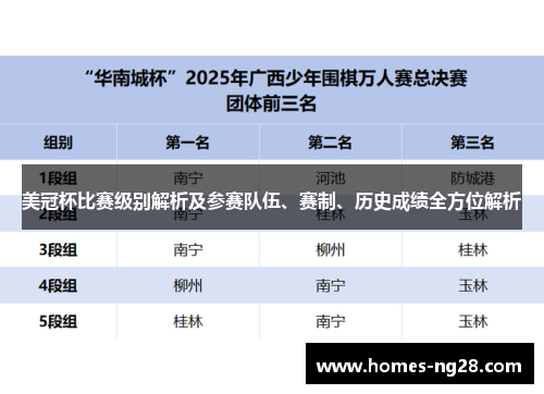 美冠杯比赛级别解析及参赛队伍、赛制、历史成绩全方位解析