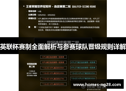 英联杯赛制全面解析与参赛球队晋级规则详解 英联杯赛制全面解析与参赛球队晋级规则详解